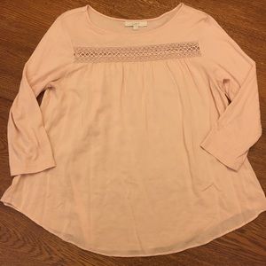 LOFT Pink Flowy Crochet Top Size L